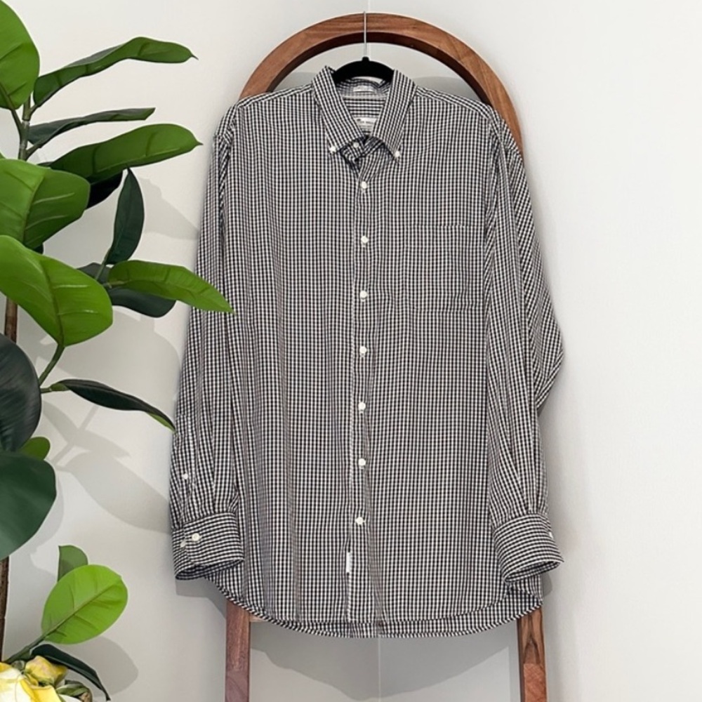 Peter Millar XL Crown Soft Brown White Check Cotton Silk Button Down Shirt